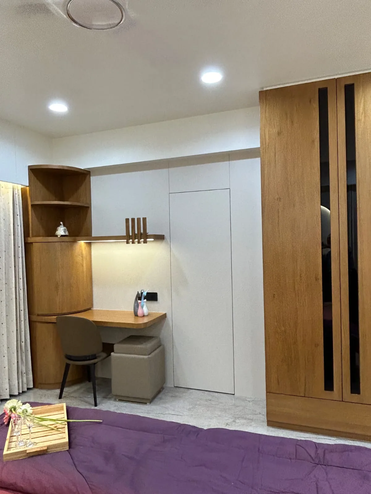 Bedroom study corner and fitted wardrobe built exactly to a dimensioned working drawing